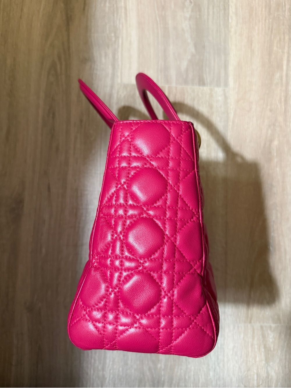Dior Fuchsia Lady Dior Quilted Top-Handle Satchel - Picture 8 of 11